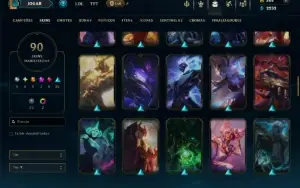 Unranked com TODOS os Champs e 90 Skins ( MID / JG / SUP )