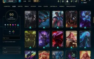 Unranked com TODOS os Champs e 90 Skins ( MID / JG / SUP )