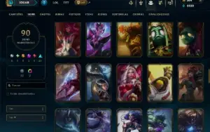Unranked com TODOS os Champs e 90 Skins ( MID / JG / SUP )