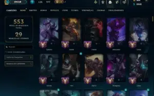 Unranked com TODOS os Champs e 90 Skins ( MID / JG / SUP )