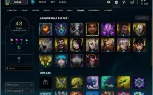 Conta ouro 4 com 5 skins e 34 champs