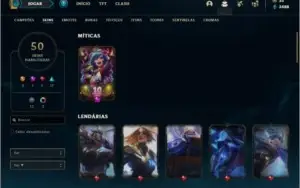 Conta diamante 4 com 50 skins e 80 champs