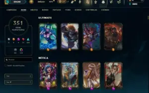 Diamante 1 com TODOS os champs e 351 Skins ( ADC / MID )