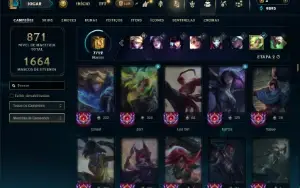 Diamante 1 com TODOS os champs e 351 Skins ( ADC / MID )
