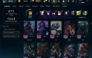 Diamante 1 com TODOS os champs e 351 Skins ( ADC / MID )