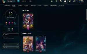 Bronze 3 com 75 Champs e 40 Skins + 5 Vitoriosas