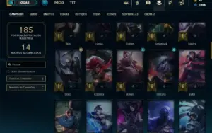 Bronze 3 com 75 Champs e 40 Skins + 5 Vitoriosas