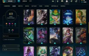 Bronze 3 com 75 Champs e 40 Skins + 5 Vitoriosas