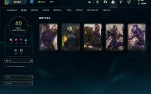 Bronze 3 com 75 Champs e 40 Skins + 5 Vitoriosas