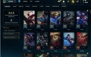 Conta prata 3 com TODOS os champs e 106 Skins + 4 Vitoriosas