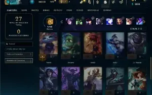 Platina 3 com 27 Champs e 6 Skins