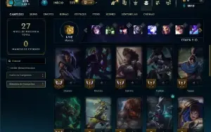 Platina 3 com 27 Champs e 6 Skins