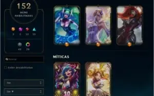 Conta de LoL, 129 Campeões, 152 Skins, Diamante 4