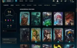 Conta Lol,Diamante 3 solo/diamante4 flex,147 campeões,94skin