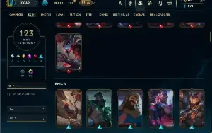 Ouro 4 com 120 Champs e 123 skins + 7 Vitoriosas ( JG / TOP)