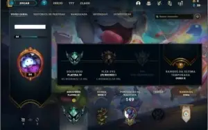 Conta platina 4 com 17 skins e 52 champs