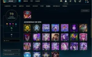 Conta platina 4 com 17 skins e 52 champs
