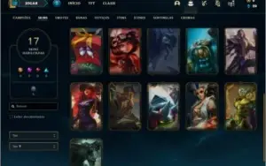 Conta platina 4 com 17 skins e 52 champs