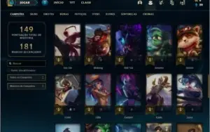 Conta platina 4 com 17 skins e 52 champs