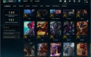 Conta platina 4 com 17 skins e 52 champs