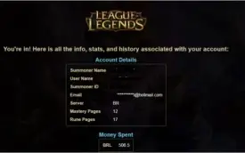 CONTA LOL 120 CHAMP/50 SKINS