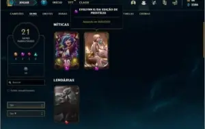 Conta prata 2 com 21 skins e 44 champs