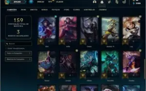 Conta prata 2 com 21 skins e 44 champs