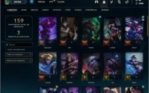 Conta prata 2 com 21 skins e 44 champs