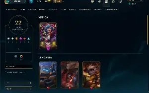 Unranked com 50 Champs e 22 Skins ( MAIN SUP )