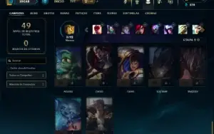 Mestre com 40 Champs e 5 Skins ( 106 PDL )
