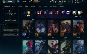 Mestre com 40 Champs e 5 Skins ( 106 PDL )