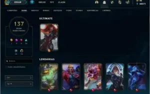 Conta LOL Lvl 196, atualmente gold 4, 137 skins