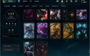 Conta LOL Lvl 196, atualmente gold 4, 137 skins
