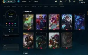 Conta LOL Lvl 196, atualmente gold 4, 137 skins