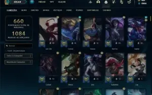 Conta platina 4 com TODOS os champs e 439 Skins + 67 Cromas