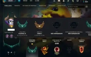Conta platina 4 com TODOS os champs e 439 Skins + 67 Cromas