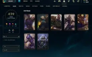 Conta platina 4 com TODOS os champs e 439 Skins + 67 Cromas