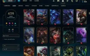 Conta platina 4 com TODOS os champs e 439 Skins + 67 Cromas