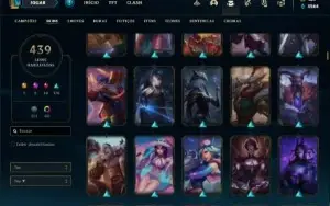 Conta platina 4 com TODOS os champs e 439 Skins + 67 Cromas