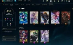 Conta platina 4 com TODOS os champs e 439 Skins + 67 Cromas