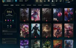 Unranked com TODOS os champs e 204 Skins ( TOP / JG / ADC )