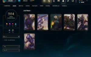 Unranked com TODOS os champs e 204 Skins ( TOP / JG / ADC )