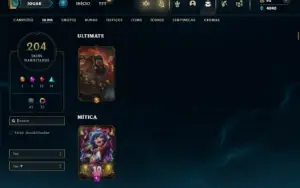 Unranked com TODOS os champs e 204 Skins ( TOP / JG / ADC )