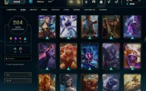 Unranked com TODOS os champs e 204 Skins ( TOP / JG / ADC )