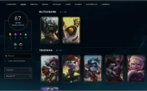 conta do lol todos campeões 67 skins