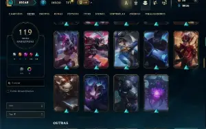 Unranked com 130 Champs e 119 Skins ( ADC / JG / TOP )