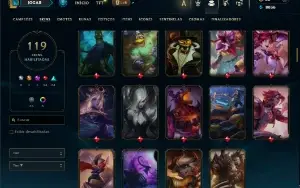 Unranked com 130 Champs e 119 Skins ( ADC / JG / TOP )