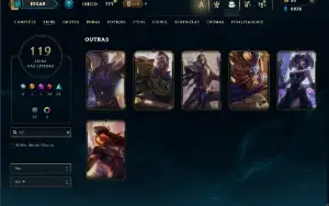 Unranked com 130 Champs e 119 Skins ( ADC / JG / TOP )