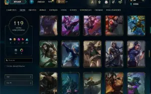 Unranked com 130 Champs e 119 Skins ( ADC / JG / TOP )