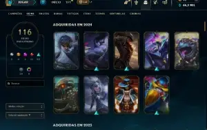 Conta LOL Platina + TODOS os camps + 117 skins + 70k de Esss
